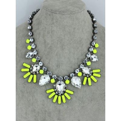 Fluorescent Yellow Rose Red Gemstone Rhinestone Necklace Women'S Short Collarbone Exaggerated Fashion Jewelry