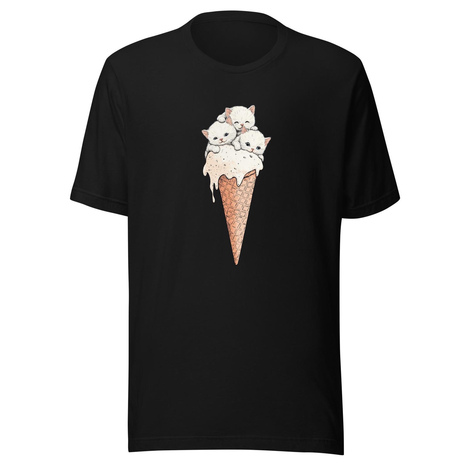 Cute Kittens Ice Cream Cone T-Shirt | Adorable Cat Lovers Tee | Funny Cat Ice Cream Shirt 4XL