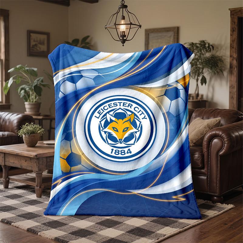 Leicester City Football Print Flannel Blanket Soft Warm Sofa Bed Throw Blanket For Home Office Bedroom