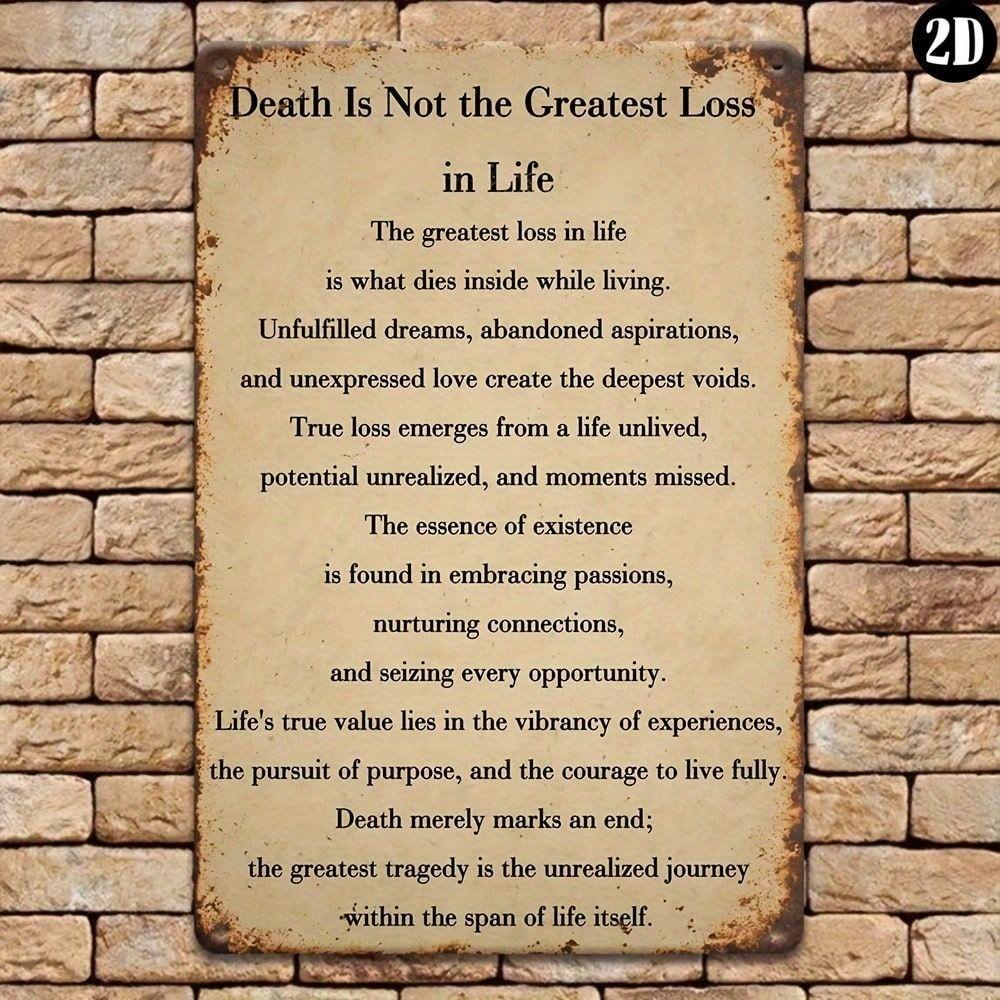 

Vintage Metal Poster Death Quote Wall Art for Bathroom Gift