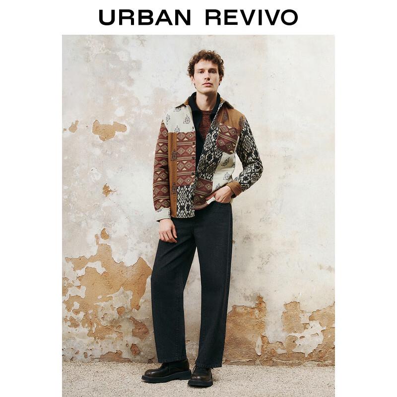 UR Men's 2025 Spring Color Block Jacquard Lapel Shirt