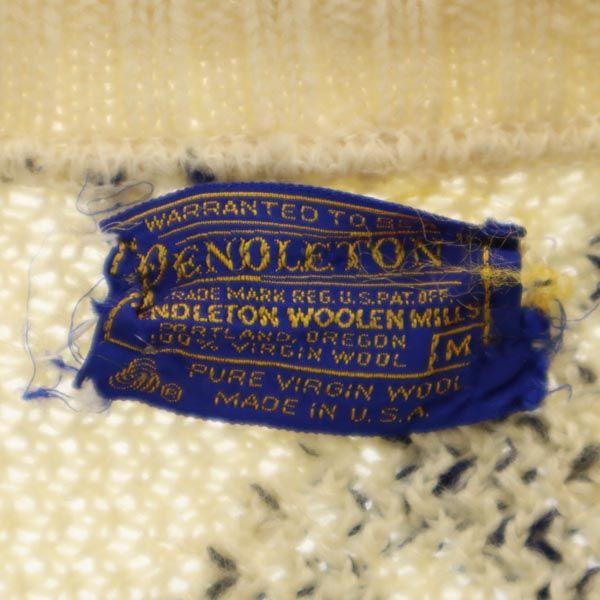 PENDLETON 70s Made In USA Vintage Long Sleeve V Neck Knit Women Used