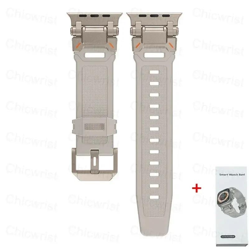 Soft Strap for Apple Watch Ultra 2 Band 49mm 45mm 44mm 42mm Metal Stainless Steel Connector TPU Bracelet Iwatch 9 8 7 6 SE 5 4