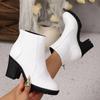 Fashion Women's New Ankle Boots 2025 Autumn Thick High-heeled Short Boots Back Zipper Splicing Plus Size Fashion Short Botines Mujer