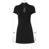 European Style 2026 Spring Sexy Slimming Short Sleeve Hollow Bodycon Dress