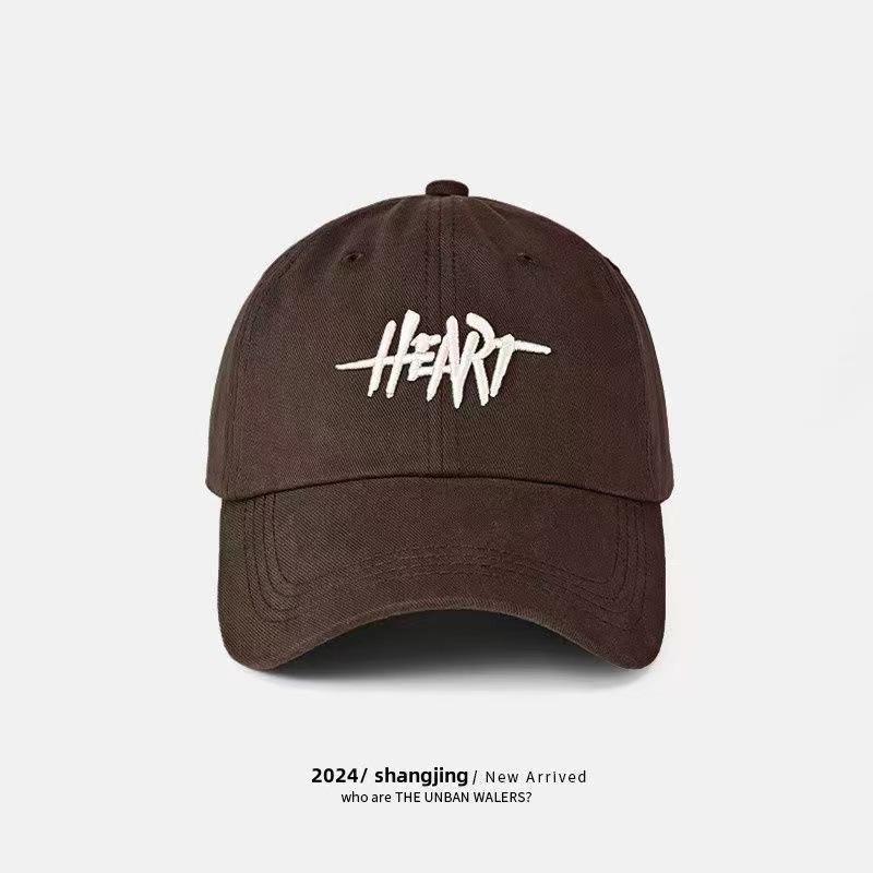 

Embroidered HEART Baseball Cap, Vintage Washed Cotton Adjustable Dad Hat for Men & Women L