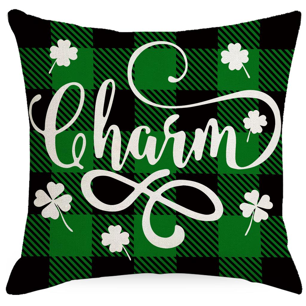 St. Patrick's Day Four-leaf Crop Printed Pillowcase Polyester Cloth Home Sofa Pillowcase