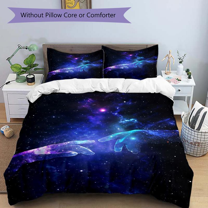 3pcs Galaxy Hands Bedding Set, Includes Without Pillow Inserts, Soft Comfortable Bedding Set,All-Season Use a0924032