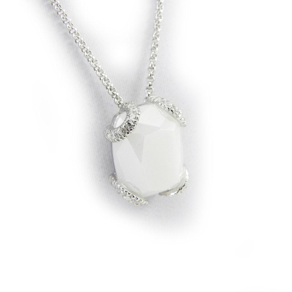 Altesse [G6883] - Milky White 'Scarlett' Silver Necklace