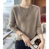 Double-Strand Thickened Cashmere Women's Long Sleeve Sweater - Plain Color, Round Neck, Autumn/Winter Base Layer.