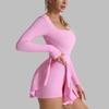 Womens Quick Dry Long Sleeve Cycling Jersey Backless Sports Dress Gym Running Yoga Activewear