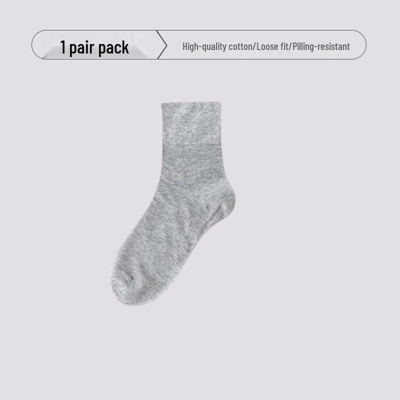 Women's Casual Mid-Calf Socks: Comfy, Loose-Fit, Solid Color, Fine Cotton, for Autumn & Winter.