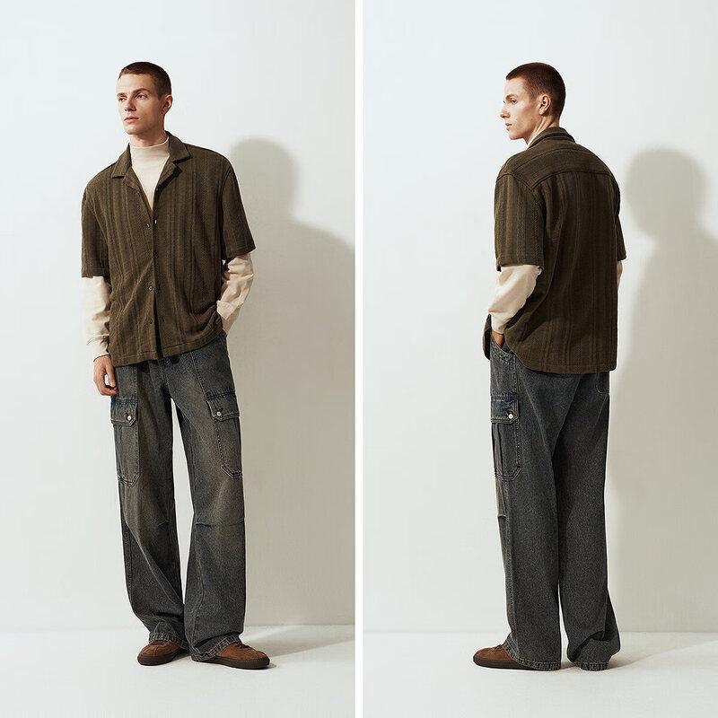 Semir Men's Retro Loose Wide-Leg Cargo Jeans