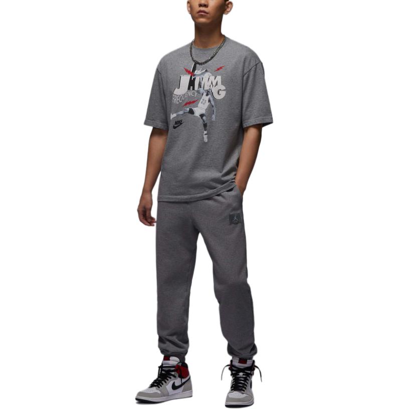 Jordan Round Neck Fashion Versatile Short Sleeve T-Shirt Men Tops Carbon-Gray Black HJ2930-091