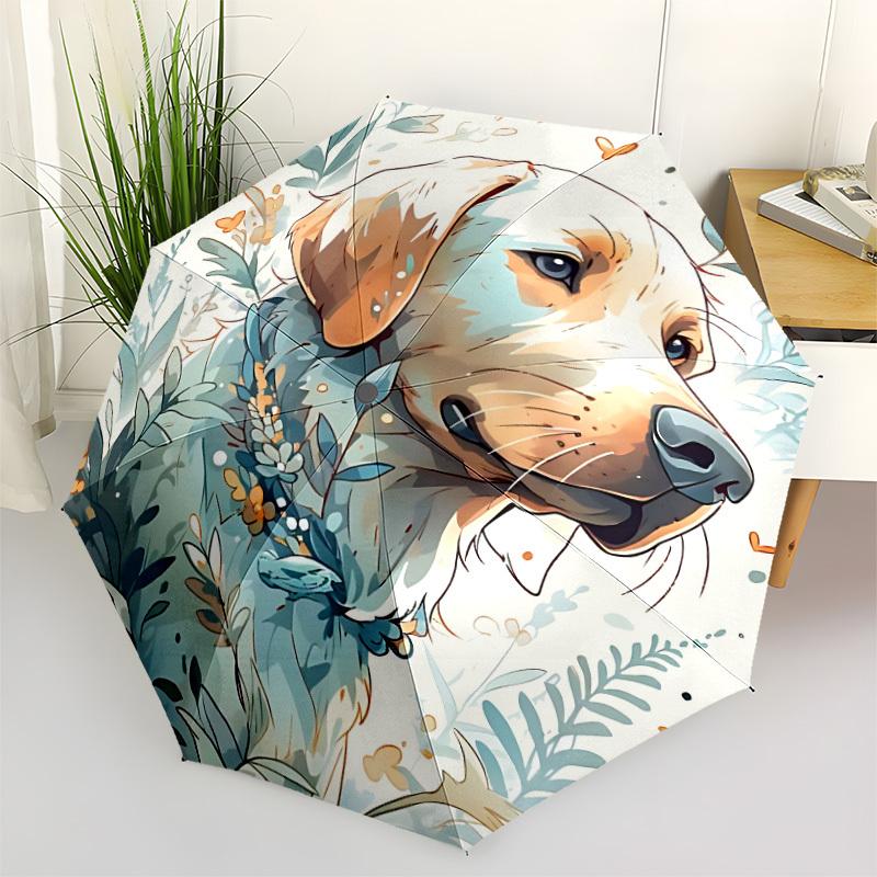 1pc Floral Pet Puppy Fashionable Automatic Opening/Closing Folding Umbrella with 8 Bones, Windproof Portable, Daily Use030