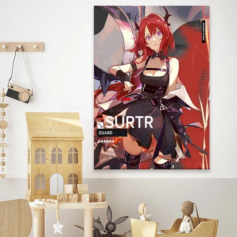 Solid Wood Frame Surtr Arknights Canvas Painting Wall Art Posters Prints Pictures Living Room Decoration Home Decor