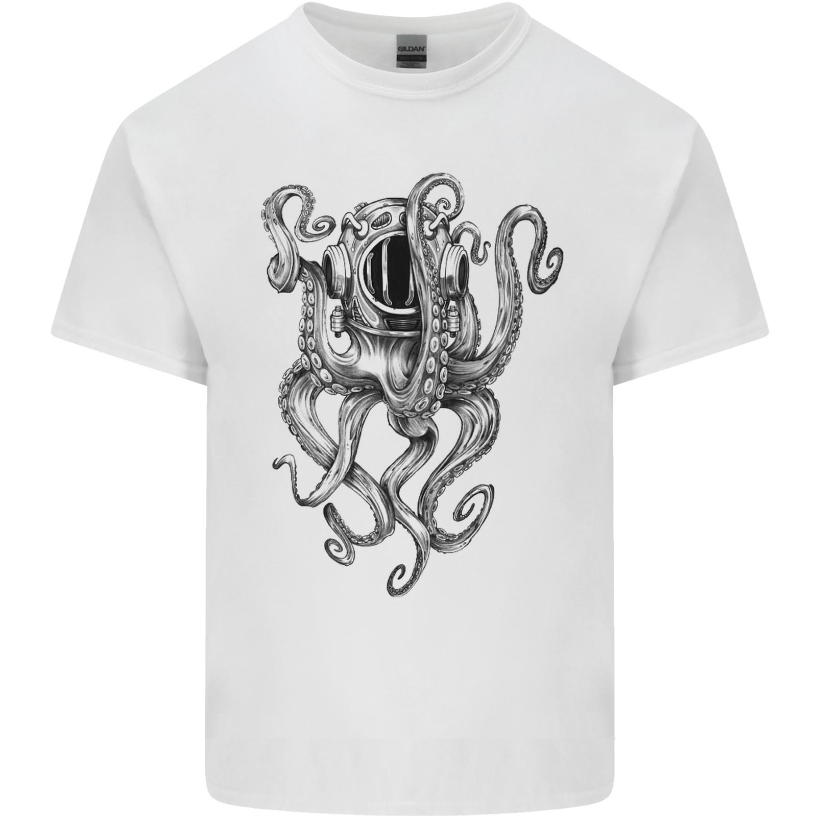 Scuba Diving Octopus Diver Mens Light Cotton T-Shirt 4XL