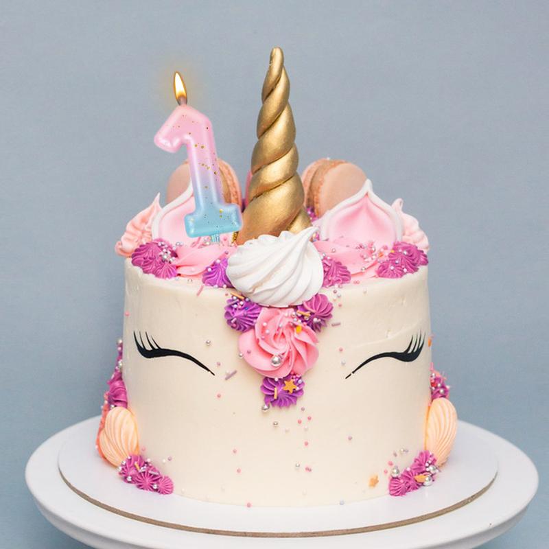 Geburtstagstorte Dekoriert Interstellar Digital Bunt Kerze Kinder Zart Süßigkeitenfarbe 0-9 Zahl Kerze Party Deko