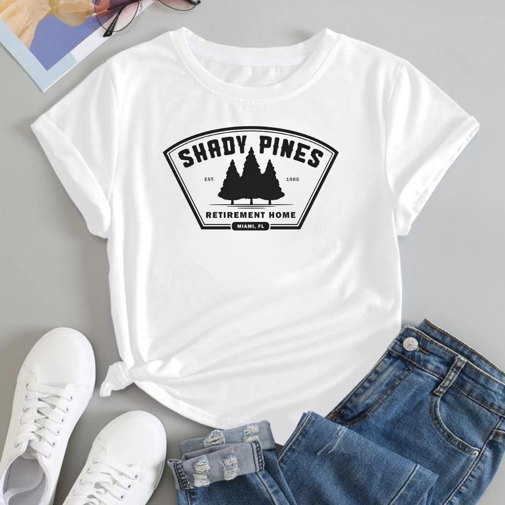 Vintage Graphic T-shirt Pines Retirement Homes Grandma Humorous Comedy Gift Tee