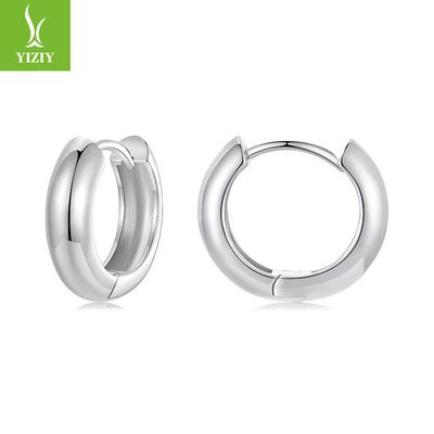 Simple Smooth Ear Buckle Women'S Metallic Versatile Copper Plated Platinum Silver Needle Earrings