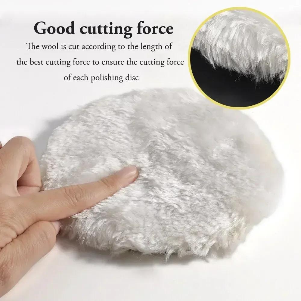 5Pcs Wool Car Polishing Pad Set with Buffing Wheel,Drill Adapter for Polisher Machine Auto Paint Care Waxing Buffing Pads Kit