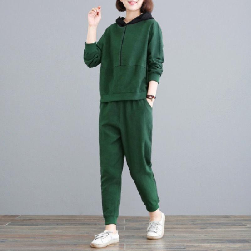 Casual Sports Suit Women's Spring Loose Korean Style Plus Size Fashionable Casual Wear Two-piece Set