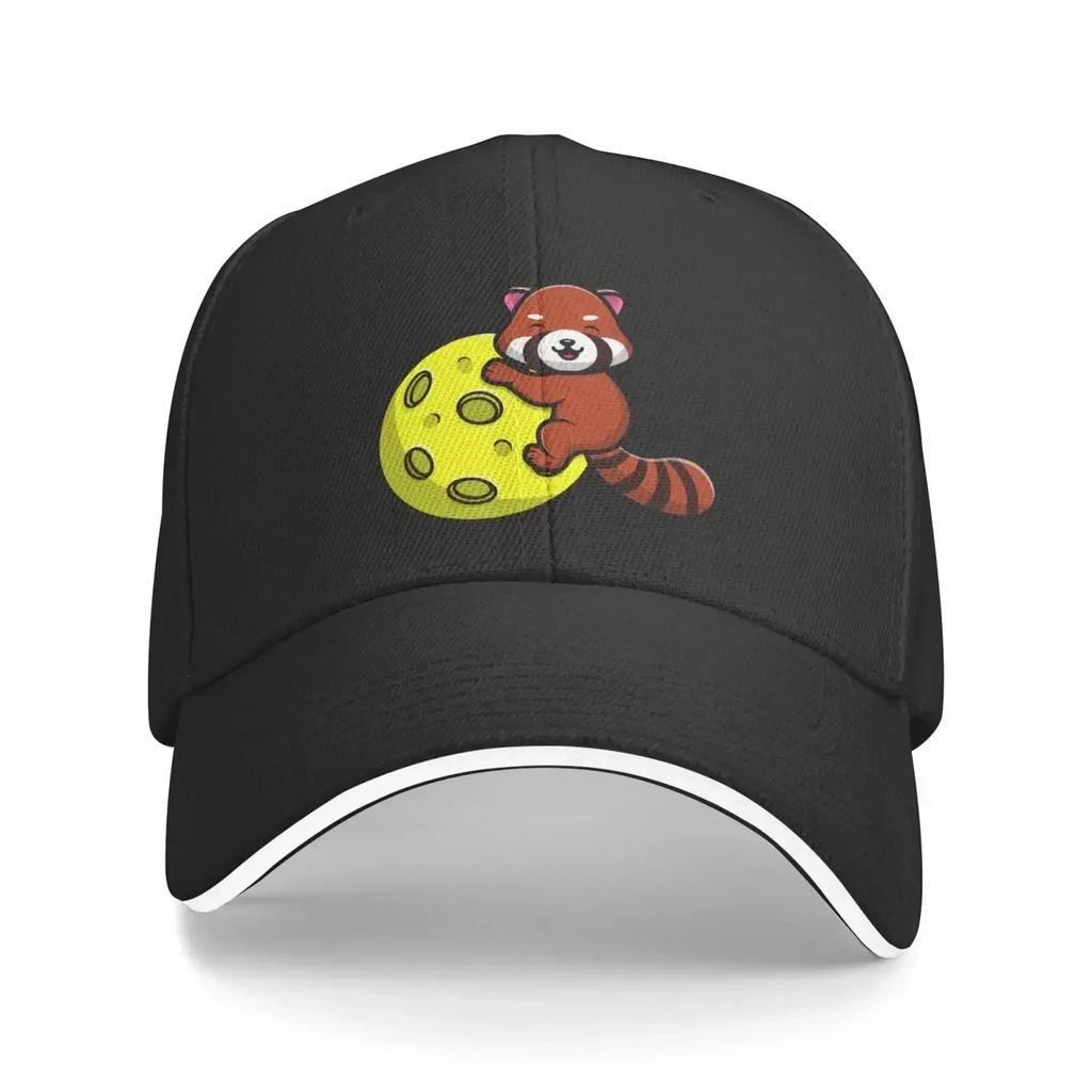 Cute Red Panda on The Moon Baseball Caps Printing Sandwich Brim Hats Fashion Spring Summer Solid Sunhat Daily Outdoor Travelling
