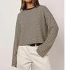 Womens Striped Knit Long Sleeve Loose T Shirt