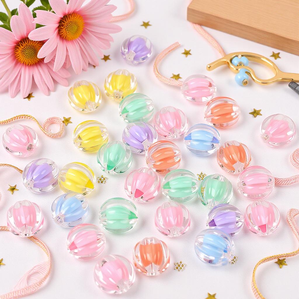 Acrylic Pumpkin Beads: 10mm Loose Beads for DIY Bracelets - New 2024 Style