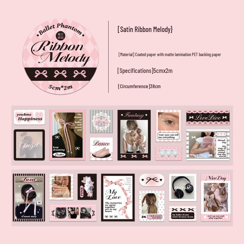 Jiyu Met Sincerity Ballet Phantom Series: Korean Style Girlish Heart Tape for Hand Account Decoration - 2nd Edition