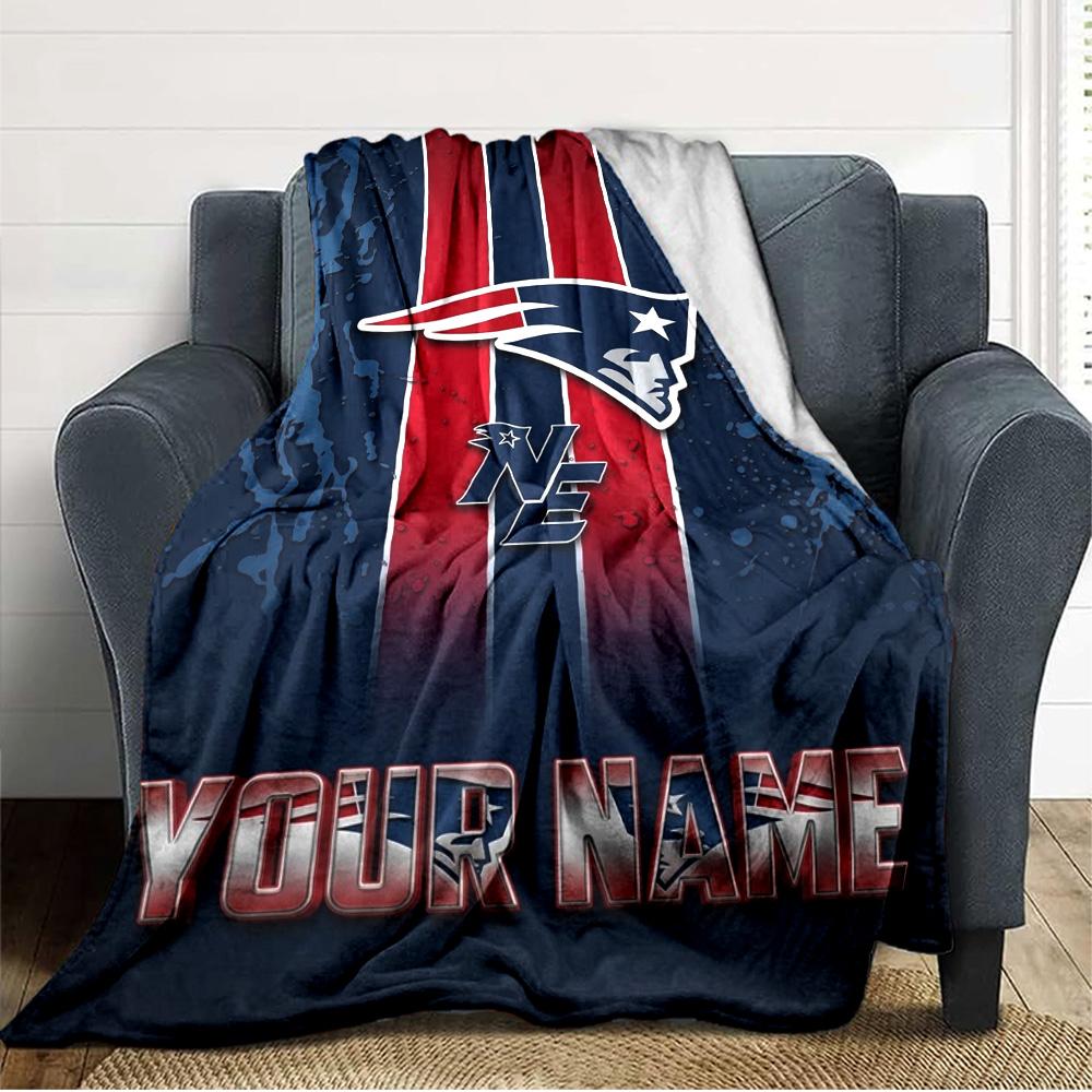 Name Custom New England Patriots Logo Print Flannel Blanket High Quality Warm Comfortable Cover for All Seasons Perfect for Gifts Home Decor