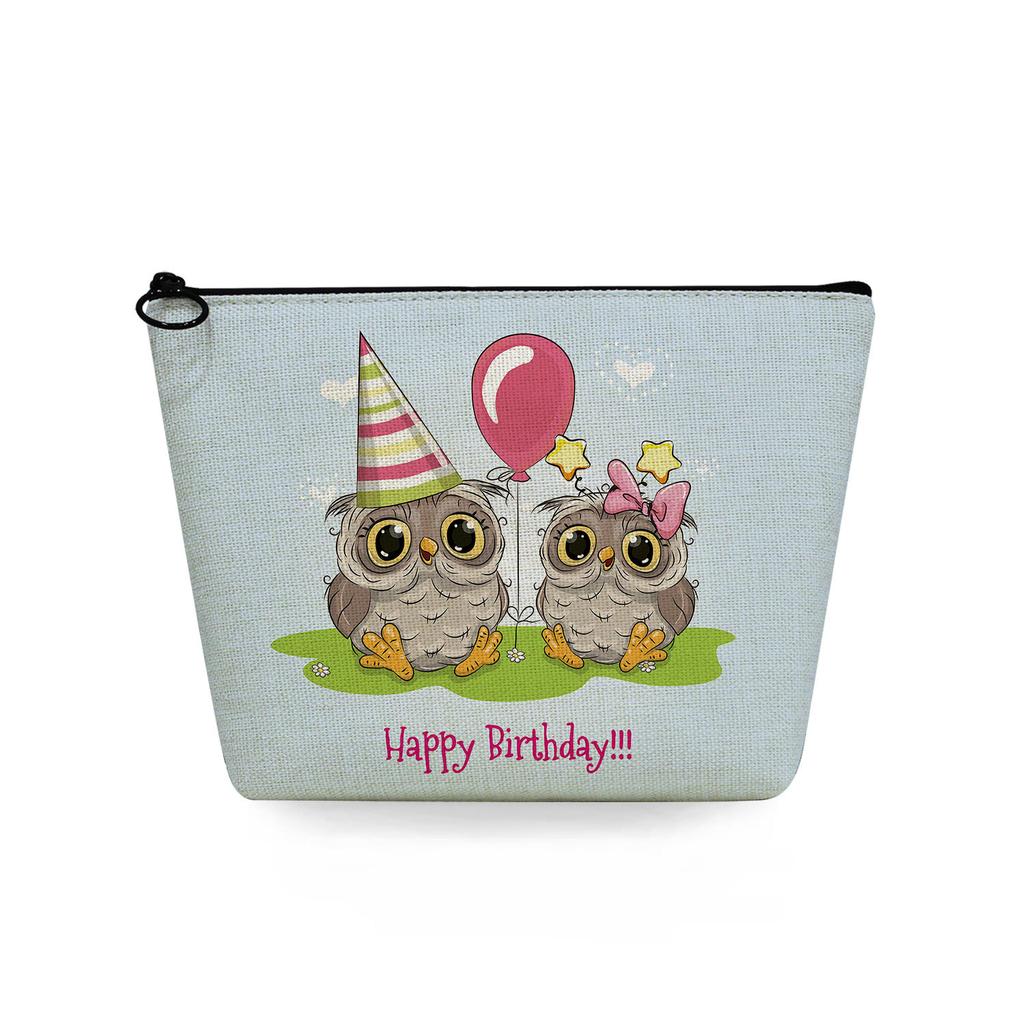 Women Owl Print Cosmetic Bag Toiletries Organize Travel Storage Case 6714