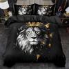 Black Lion in Artistic Style, Bold and Graceful 3D Print Duvet Cover Set, Luxury Animal Bedding for Bedroom Decor