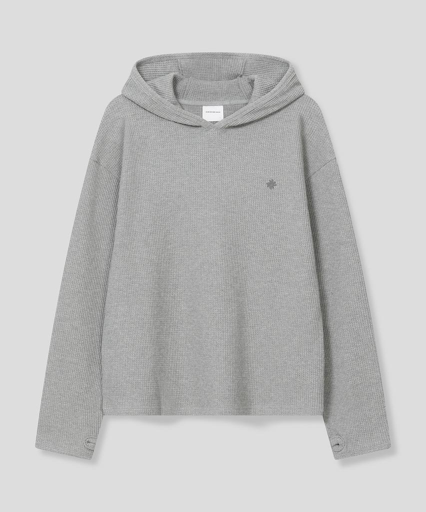 Waffle Fingerhole Hoodie_Light Gray