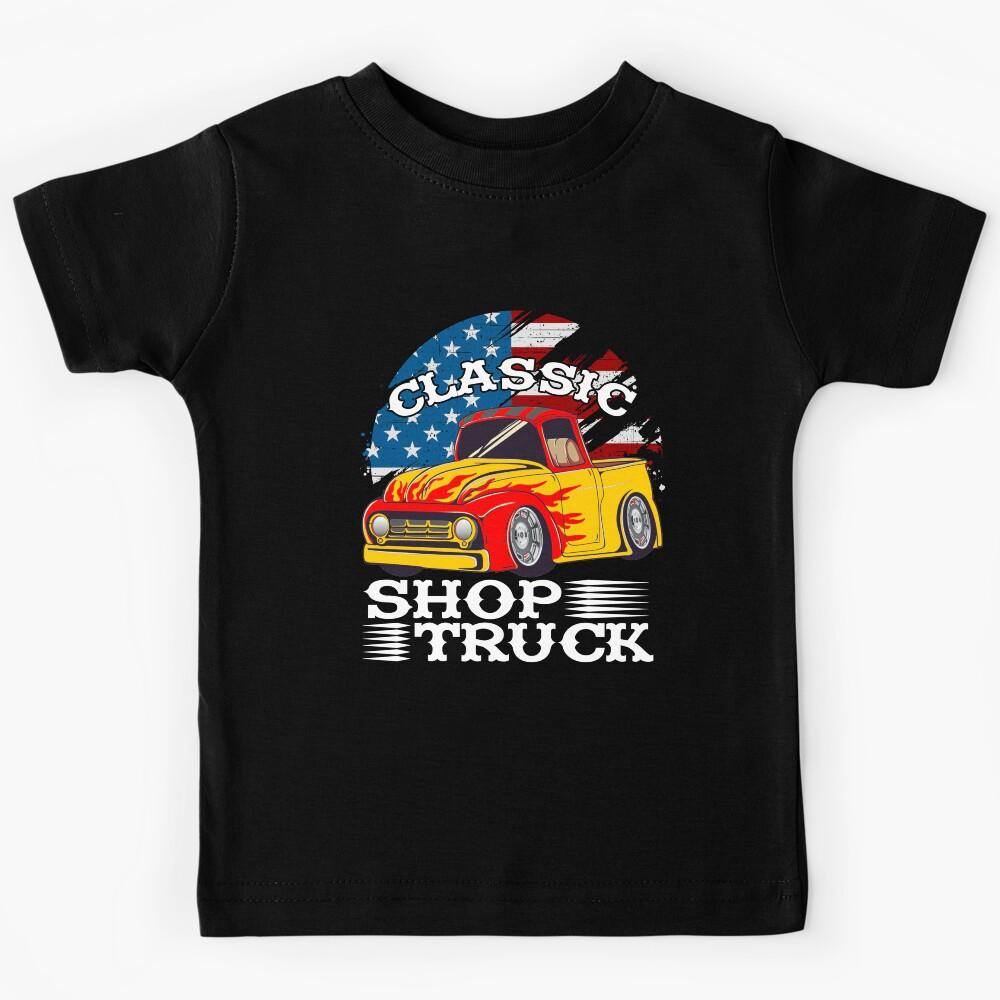 Classic Pickup Truck Customized Vintage Shop Truck Street Rod Flag Kids T-Shirt 110