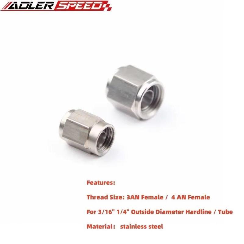 Stainless Steel AN-4 (AN4 7/16  UNF 4AN ) 1/4  / AN-3 (AN3 3/8  UNF) 3/16  OD Hardline Tube Nut & Sleeve AN4 7I16 UNF