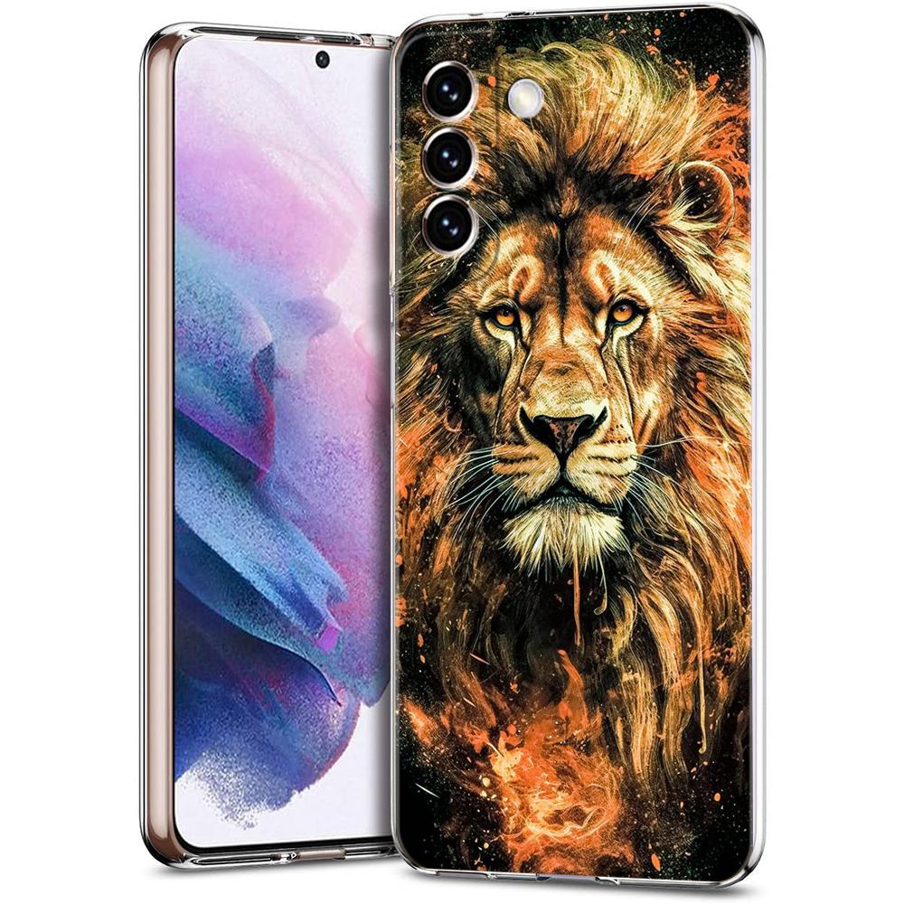 The Lion Phone Case for Samsung Galaxy S24 S23 S22 S20 S21 FE Ultra S24 S23 S10 S10E S9 S8 Plus 5G Transparent Shell Capas Bags