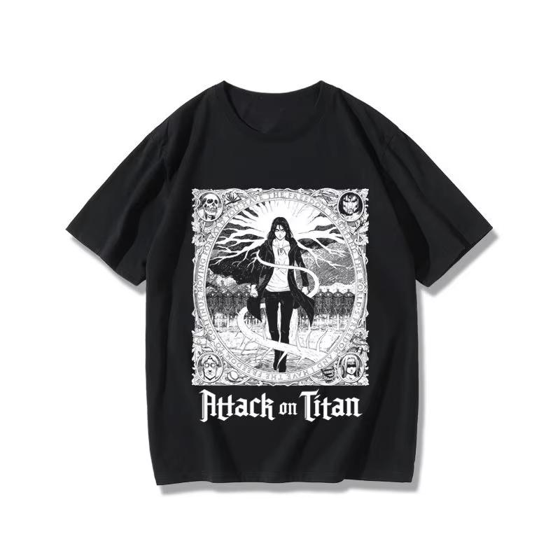 Attack on Titan Anime Eren Yeager Printed Tshirt Mens and Womens Tshirt Mens Top Sports Tshirt Mens Tshirt Summer Tee M