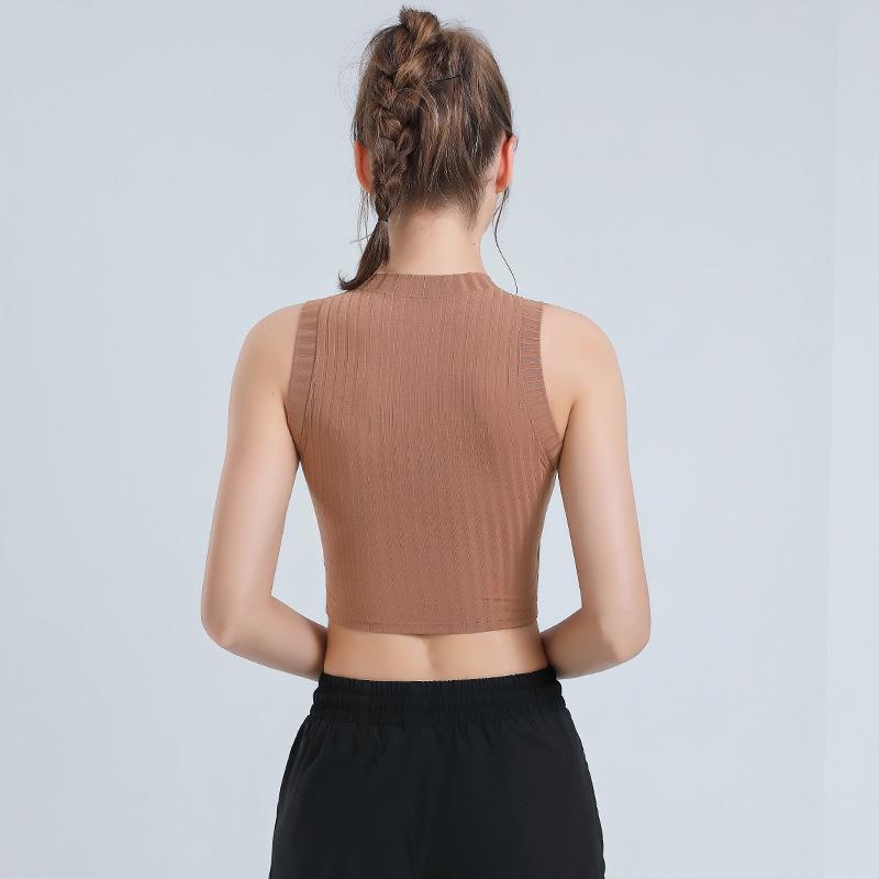 Women's Sleeveless Quick-Dry Yoga Vest with Chest Pads - Breathable Fitness & Running Top