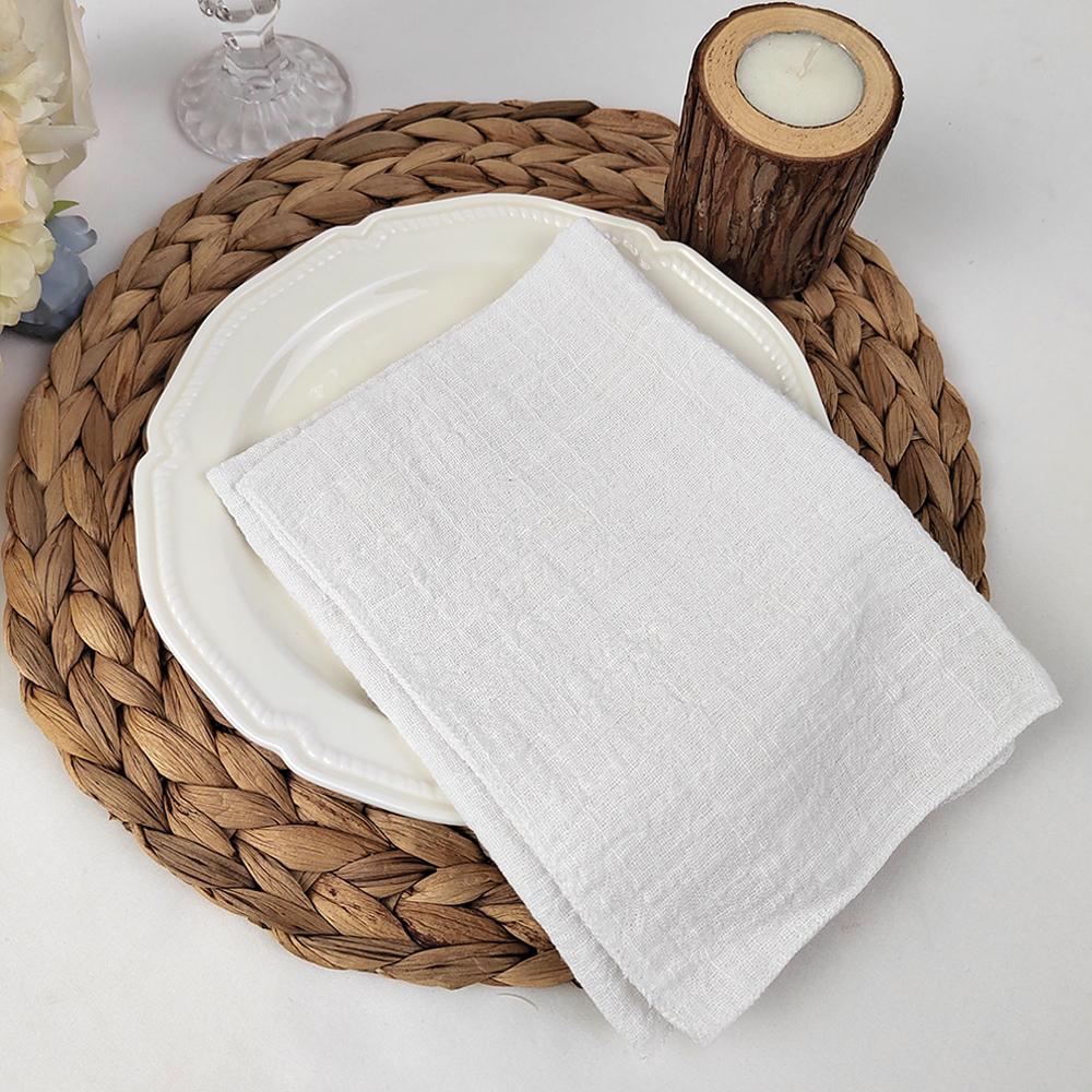 40x40cm Raw Fringed Trim Cloth Napkins Cotton Fabric Soft Reusable Retro Burrs Tea Towel Rustic Wedding Parties Decor
