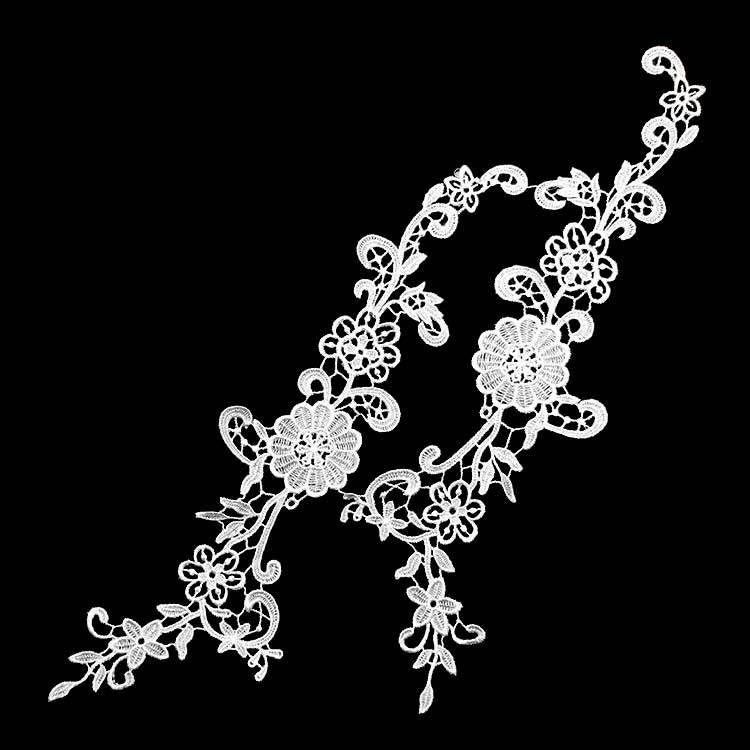 Водорастворимая кружевная цветочная пара, полиэстер, легкая шелковая вышивка, пара цветов, кружевные аксессуары для DIY white