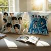 Fashion KPOP BOY TEAM EENHYPENS Cushion Cover Pillowcase Antidustmite Invisible Zipper Short Plush Sofa Cushion