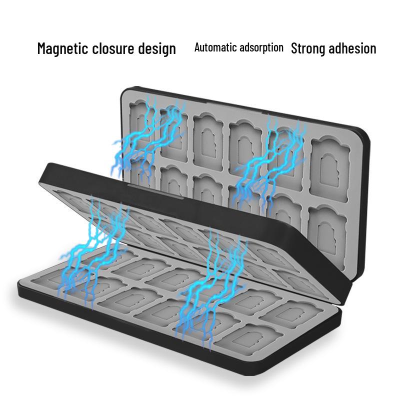 Switch Cartridge Case: 48+48 Slot Magnetic Card Holder with Silicone Inner Tray for NS Joy-Con Storage