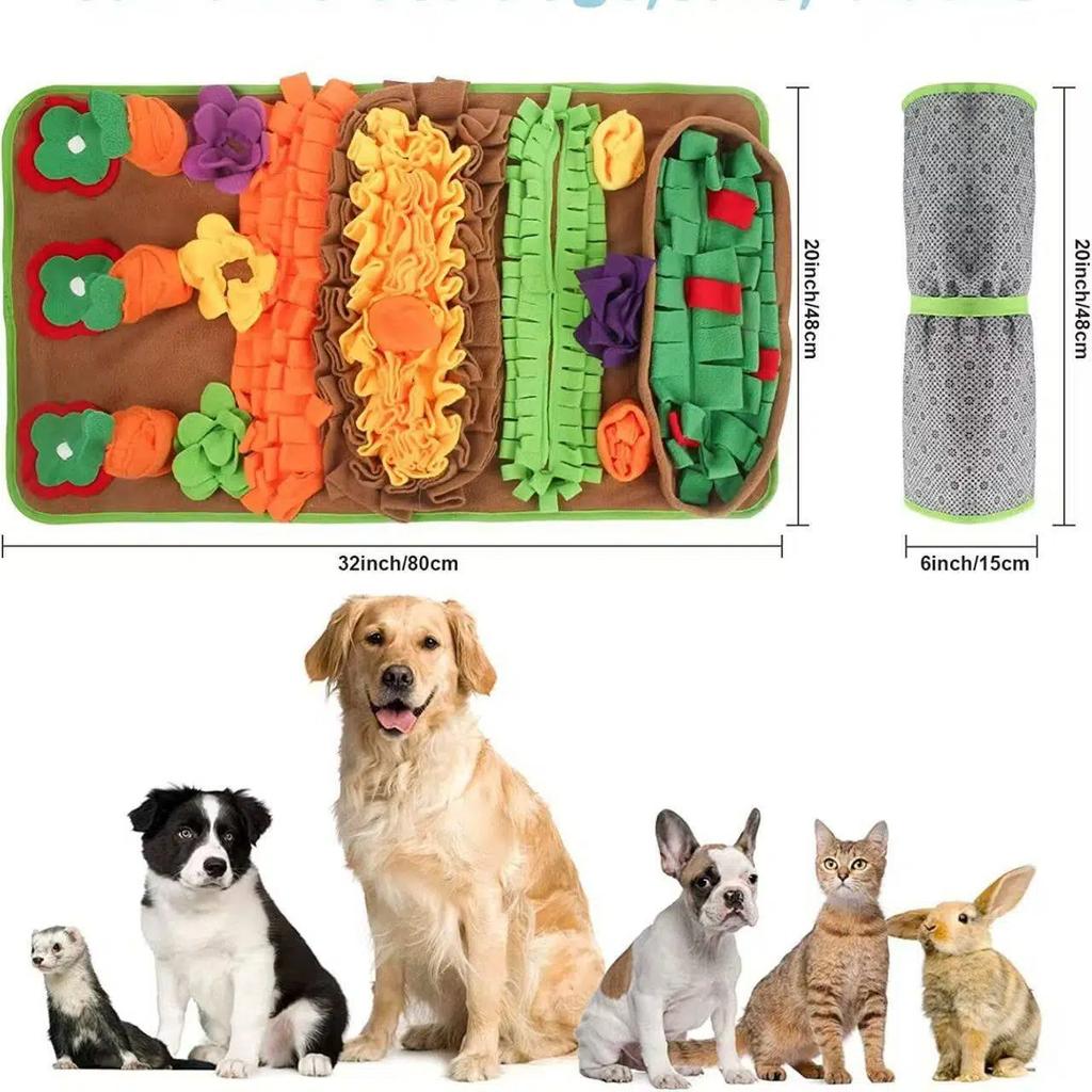 Schnüffelteppich Interaktives Hundespielzeug für kleine große Hunde, Langsamer Futterspender Futterteppich, Anti-Angst Langeweile Trainingsmatte für Katzen Haustiere