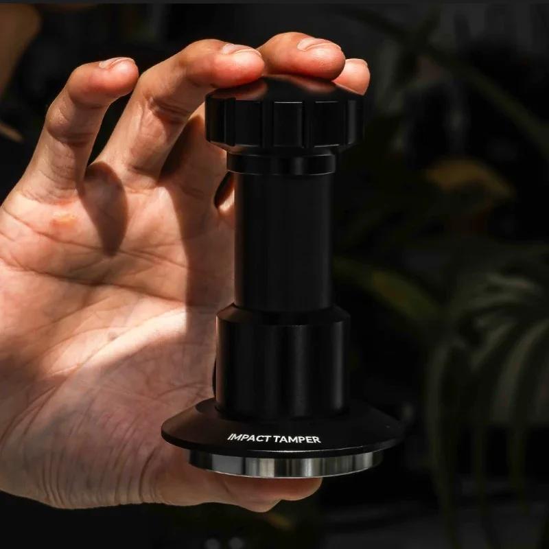 51/53/58.35mm Coffee Impact Tamper Powder Press Threaded Bottom Constant Pressure Rotating Espresso Tamping Hammer Coffee Tool