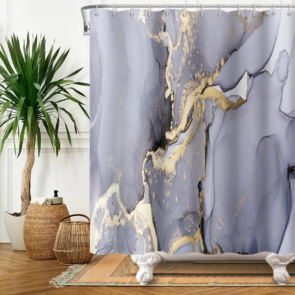 Marble Bathroom Curtain Abstract Modern Luxury Shower Curtain Waterproof Fabric Shower Curtain Bath Curtains With Hooks180x200