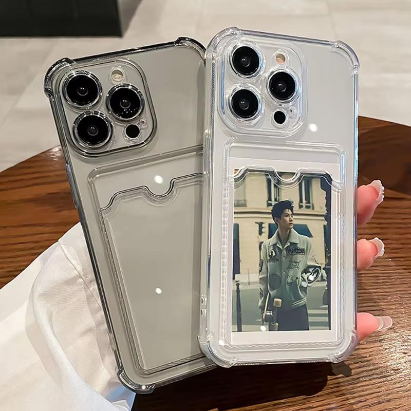 Transparent Soft Silicone Card Bag Phone Case For Samsung Galaxy S25 Ultra S24 FE A56 A54 A52S A36 Case A55 5g A35 A16 A06 Cover