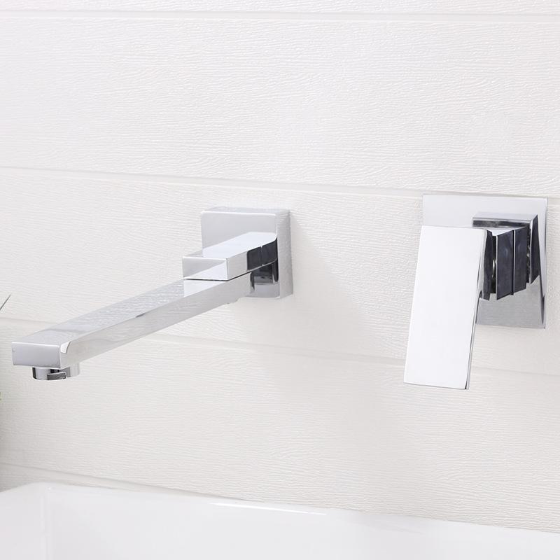 Wash Basin Bathroom Faucet Hot And Cold Water Wall Mount Mixer Sink Tap Swivel Spout Bath With Modern Single Lever Handle