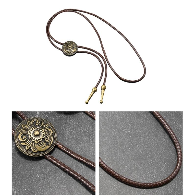 Stylish PU Leather Wax Rope Necklace Lightweight Bolo Tie Necktie Unisex Design For Everyday Casual Or Prom Occasion