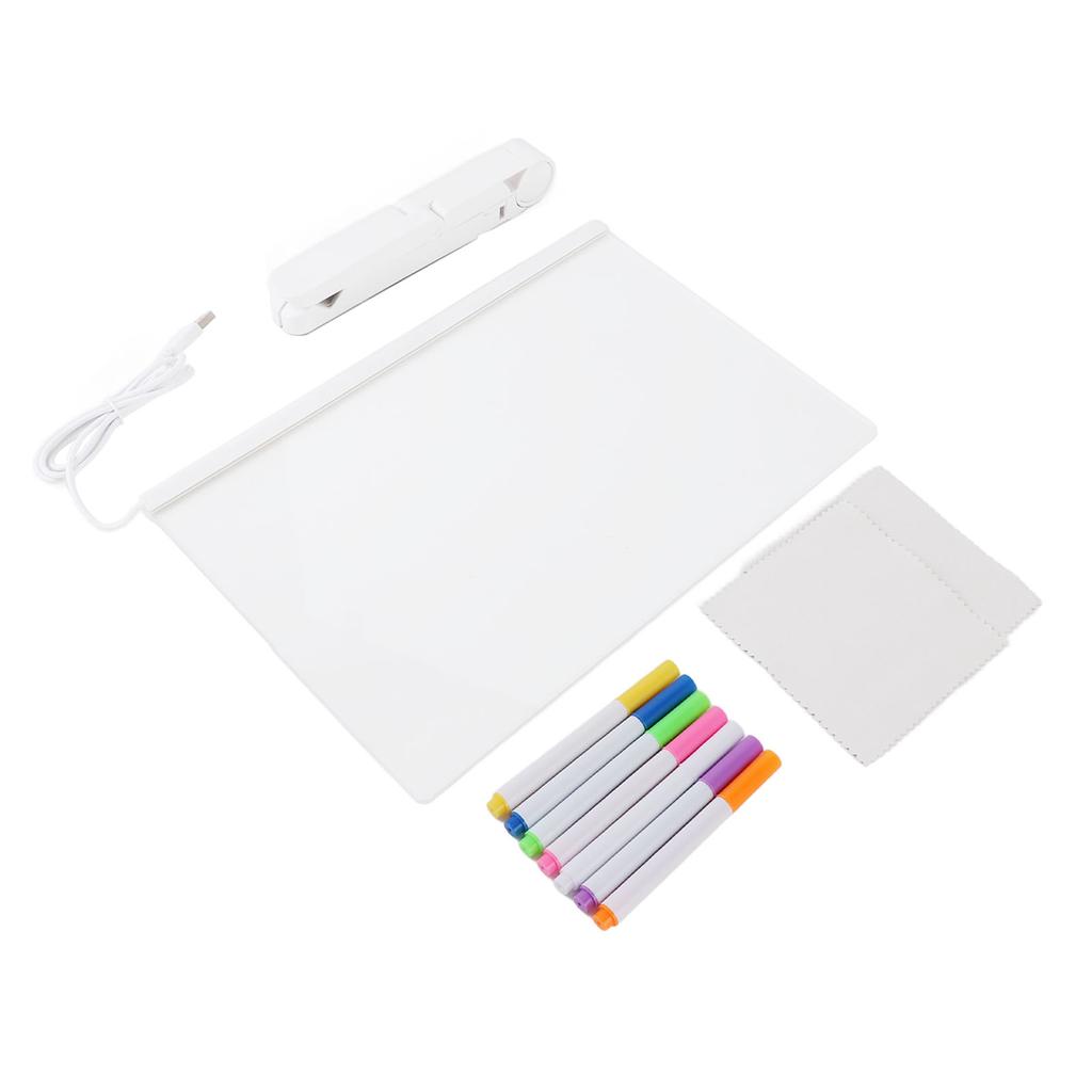 Acrylic Dry Erase Board with Light Clear Desktop Note Memo White Board Notepad Table LED Letter Massage Board with 7
